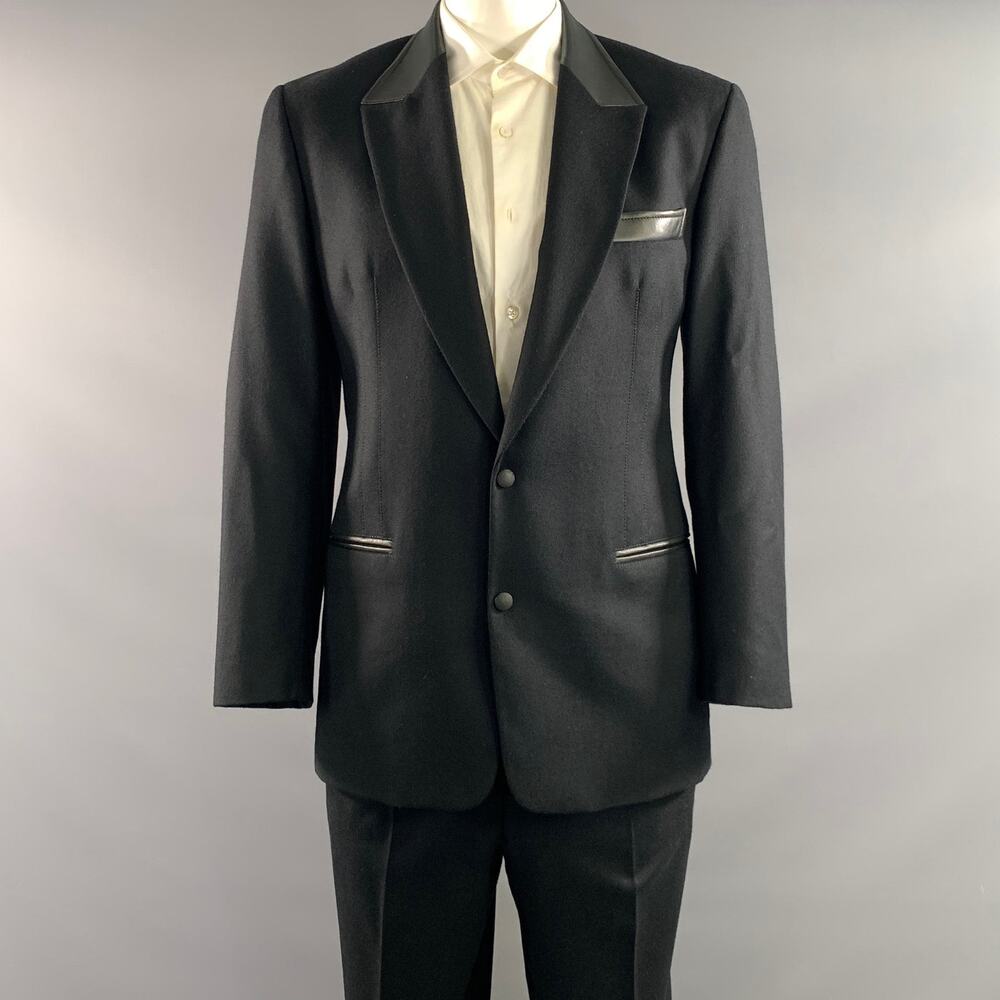 CLAUDE MONTANA Chest Size 42 Black Virgin Wool 34 30 Suit